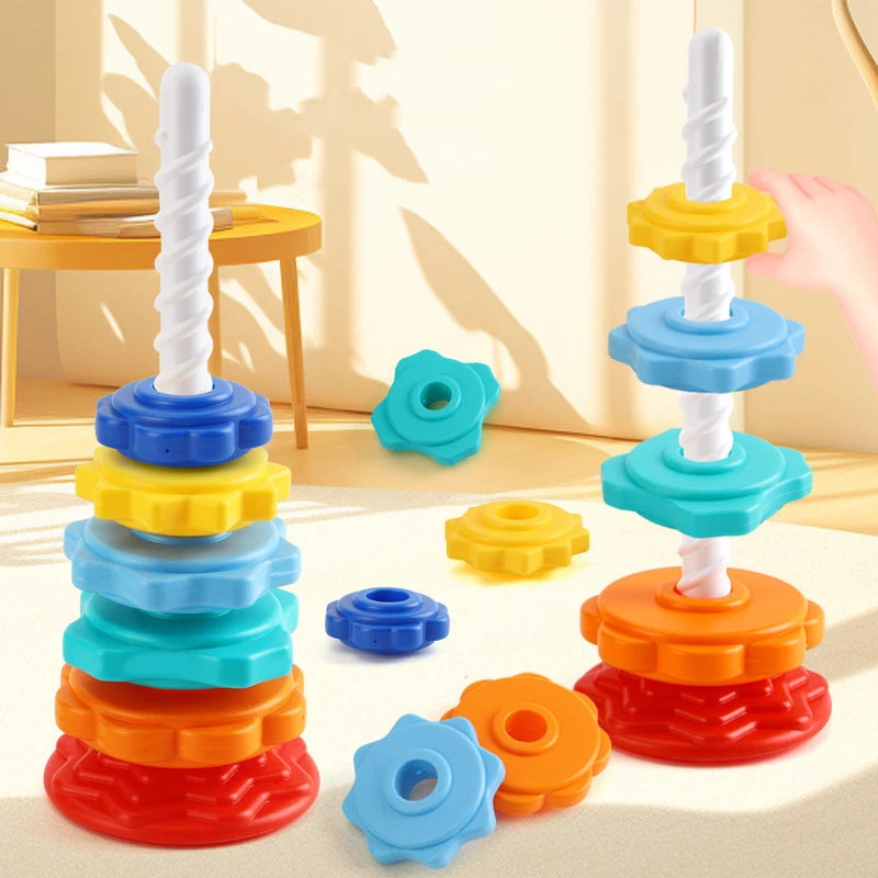 Montessori Learning Rainbow Tower - Enhance Fine Motor Skills For Kids