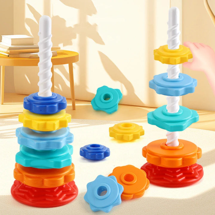 Montessori Learning Rainbow Tower - Enhance Fine Motor Skills For Kids
